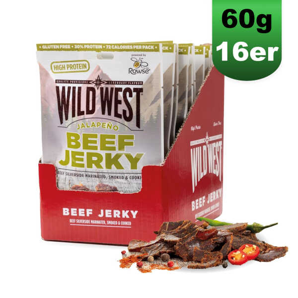 16x Wild West Beef Jerky Jalapeno 60g