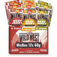 Wild West Beef Jerky Mix Box 12x 60 g – 3 Sorten...