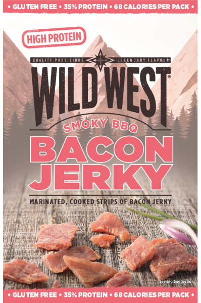 Wild West BBQ BACON Jerky Protein Trockenfleisch Smoked Snack Fitness 1 x25 Gramm (Bacon)