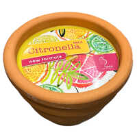 1x Citronella Outdoor Kerze Keramiktopf rund braun 13 cm...
