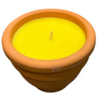 1x Citronella Outdoor Kerze Keramiktopf rund braun 13 cm...