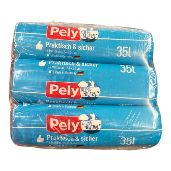Pely Müllbeutel Praktisch & Sicher 35 Liter 3 × 18 Stück