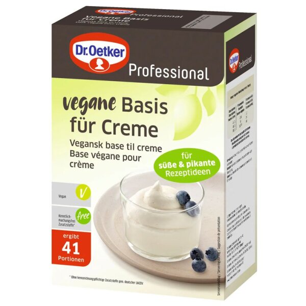 Dr. Oetker Vegane Basis für Creme – Pflanzliche Dessertcreme 1 kg für vielseitige Anwendungen