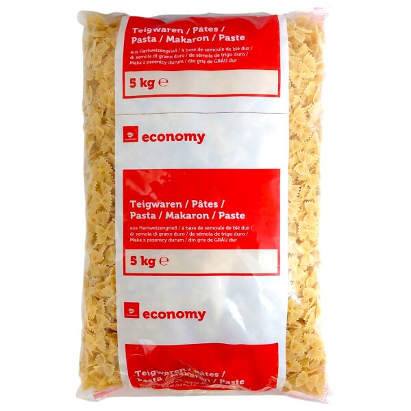 TGE Farfalle Nudeln 5kg Vorrat Pasta Großpackung - Schmetterlingsnudeln aus Hartweizengrieß für Gastronomie