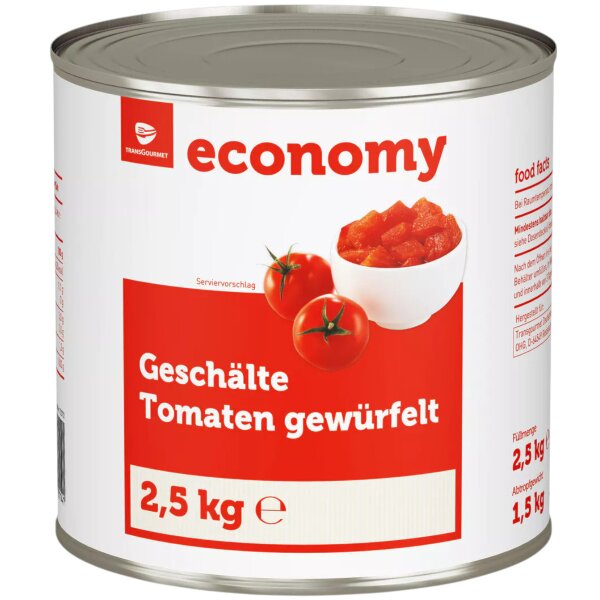 TGE Geschälte Tomaten gewürfelt geschnitten 2650 ml Koserve Vorrat