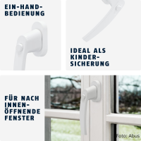 ABUS FG50 Robuster Sicherheits‑Fenstergriff mit Druckknopf & ohne Schlüsselbedienung