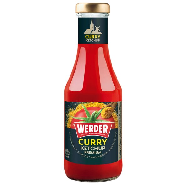 Werder Premium Curry Ketchup 450 ml Glasflasche Feinkost Grillen BBQ Wurst