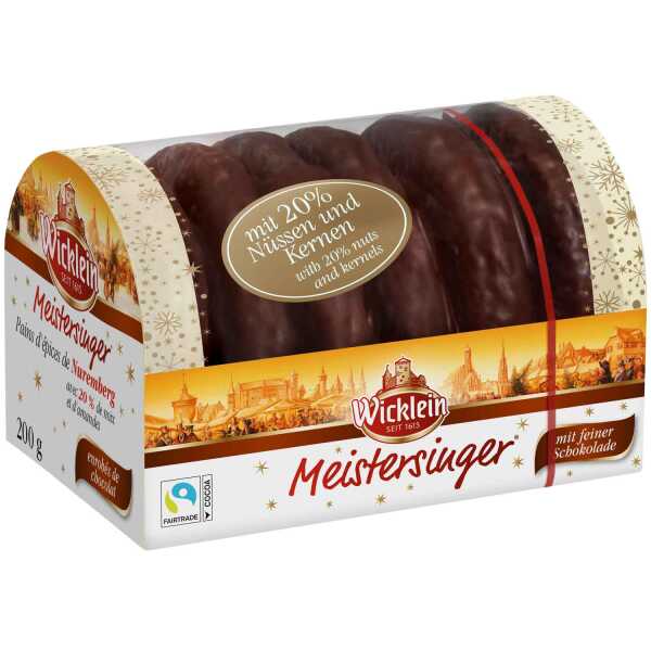 Wicklein Meistersinger Oblaten-Lebkuchen schokoliert 200 g Nürnberger Lebkuchen mit Vollmilchschokolade