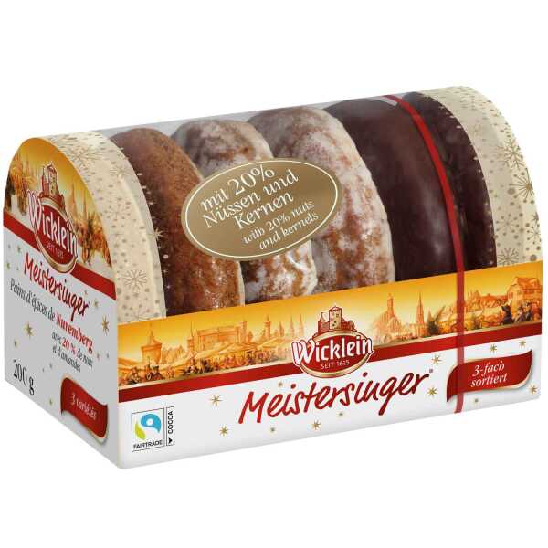 Wicklein Meistersinger Feine Nürnberger Oblaten-Lebkuchen 200 g 3-fach Weihnachtsgebäck Schoko Glasur