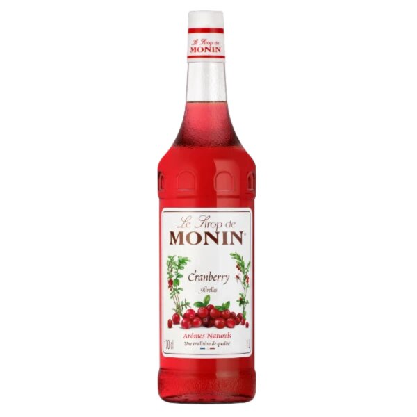 MONIN Cranberry Sirup – Fruchtiger Getränkesirup mit 10 % Cranberrysaft für Cocktails und Limonaden