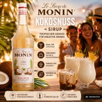 MONIN Kokosnuss Sirup 1 L – Cocos Sirup für Cocktails, Kaffee & Desserts