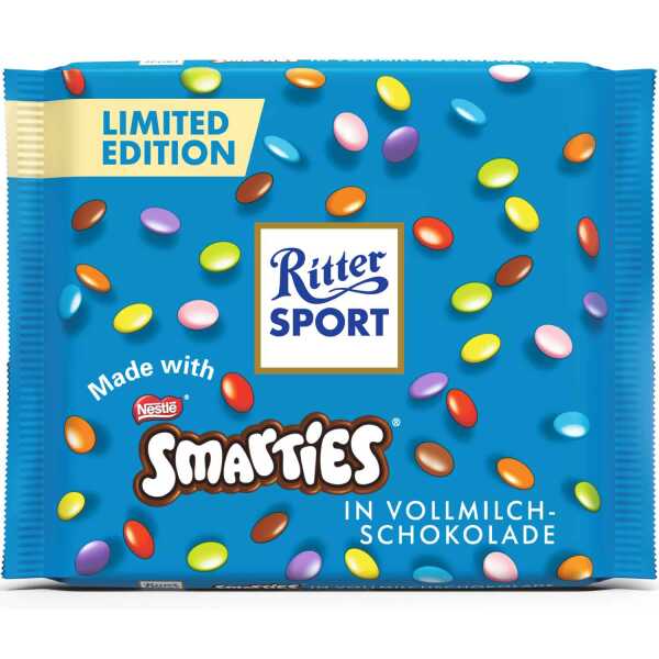 Ritter Sport Smarties Vollmilch 100 g Bunte Mini-Smarties Alpenmilchschokolade Limited Edition