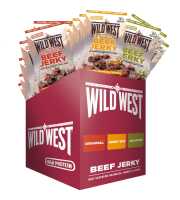 Wild West Beef Jerky Mix Box 25g - 12er Pack (12 x 25 g) Trockenfleisch vom Rind - Getrocknetes High Protein Dörrfleisch | beinhaltet 3 Sorten ORIGINAL, HONEY BBQ, JALAPENO