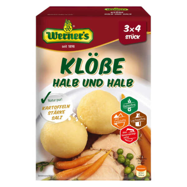 Werner’s Klöße halb & halb 3×4 Selbstform-Klöße gluten- & laktosefrei ohne Farbstoffe
