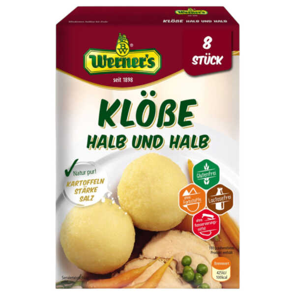 Werner’s Klöße halb & halb 8 Stück Selbstform-Klöße gluten- & laktosefrei ohne Farbstoffe