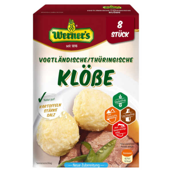 Werner’s Vogtländische Thüringische Klöße 8 Stück - gluten- & laktosefreie Kartoffelklöße selbst formen