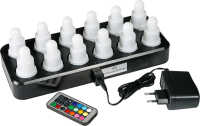 DUNI 12er LED Teelichter Set Mehrfarbig mit Ladestation...