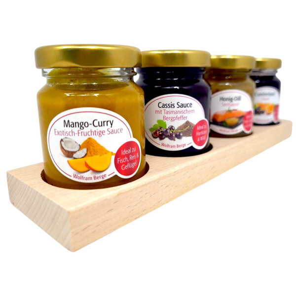 W. Berge Feinkostsaucen Menage 4 Stck. Mango Honig-Dill Cassis Cumberland