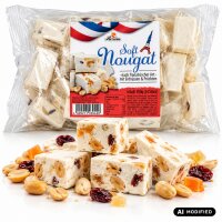 Rexim Soft Nougat 450 g – 34 Stück weißer Nougat mit Erdnüssen und Früchten