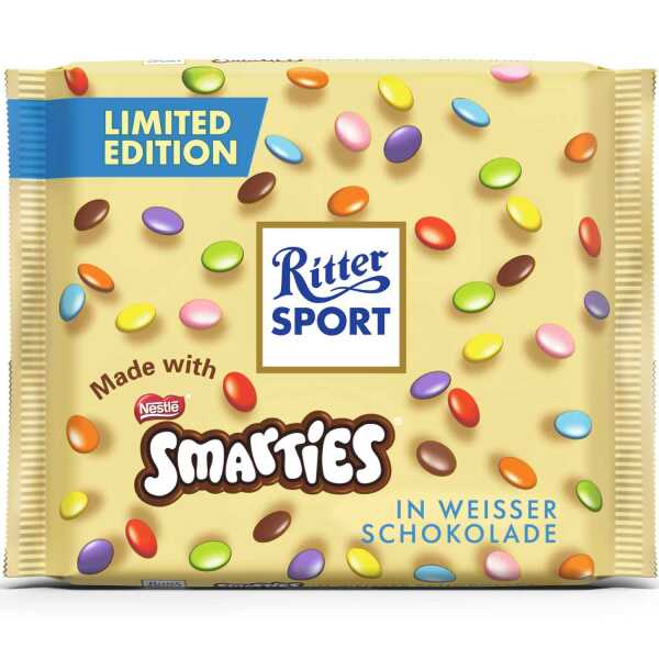Ritter Sport Smarties Weiße Schokolade 100 g Bunte Mini-Smarties Tafel Limited Edition