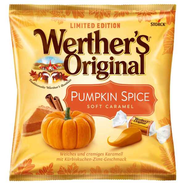 Werther’s Original Soft Caramel Pumpkin Spice 180 g weiche Karamellbonbons mit Kürbis-Gewürz-Geschmack