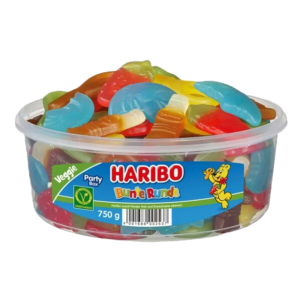 Haribo Bunte Runde 750 g – vegetarischer Fruchtgummi-Mix in der großen Dose