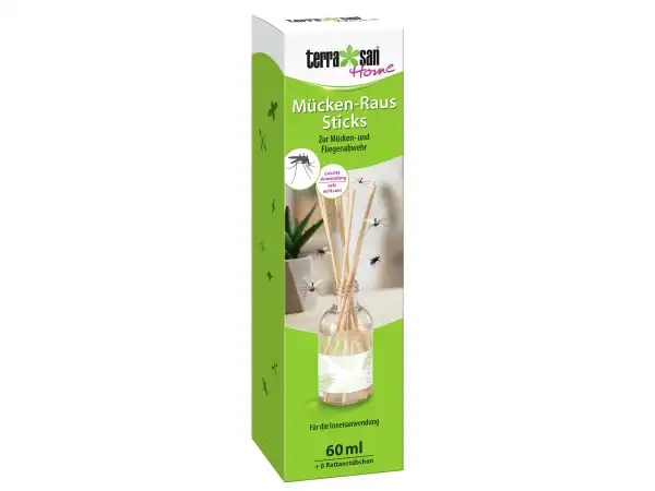 Terrasan Home Mücken-Raus Sticks mit Geraniol Raumdufter Holzstäbchen