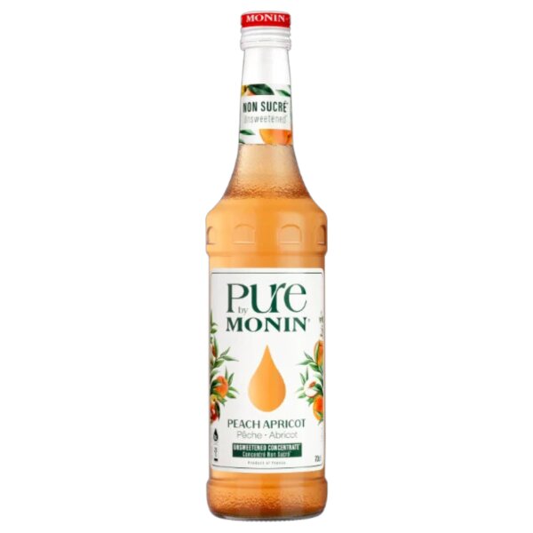 MONIN PURE Pfirsich-Aprikose 700 ml – Sirup Fruchtkonzentrat ohne Zuckerzusatz Cocktails Drinks