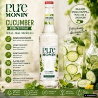MONIN PURE Gurke 700 ml – Getränkekonzentrat ohne Zuckerzusatz Cocktails Limonaden