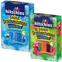 hitschies Set Saure Drachenzungen Wassereis bunt+blau 2x 10 Stck. 2x 400 ml