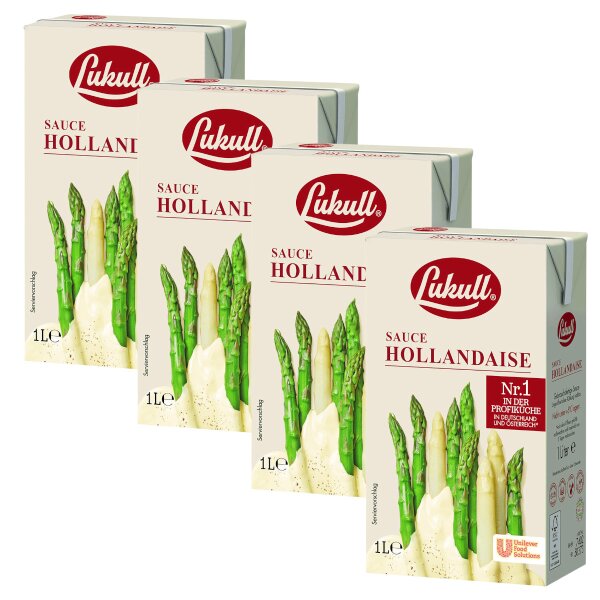 4x Lukull Sauce Hollandaise 1L – Perfekte Spargelsauce für die Spargelsaison, cremig & gebrauchsfertig