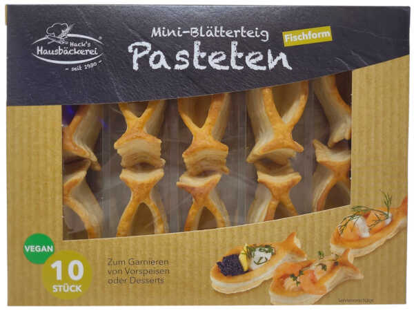 Hacks Hausbäckerei Mini Blätterteig Pasteten Fischform 10 Stck. Buffet Fingerfood