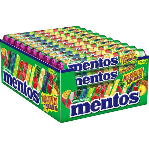 Mentos Kaubonbon Discovery 40x 38g Rollen Dragees Frucht Limited Edition