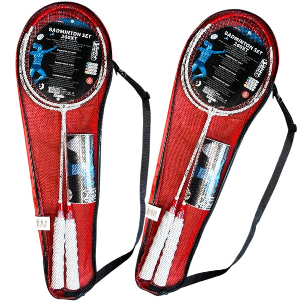 2x Badminton Set 260XT 4 Schläger 6 Federbälle 2 Taschen Best Sporting