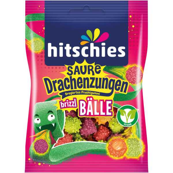 hitschies Saure Drachenzungen brizzl Bälle 100 g Kaubonbons Dragierte Fruchtgummi-Kugeln