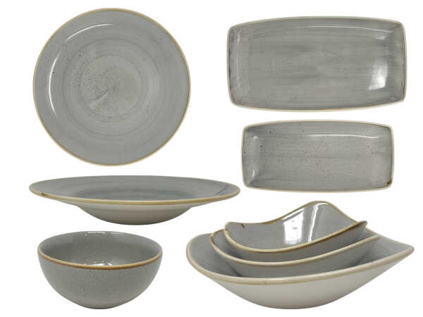 Churchill Stonecast Grey Geschirr Teller Schüsseln Platten Schalen