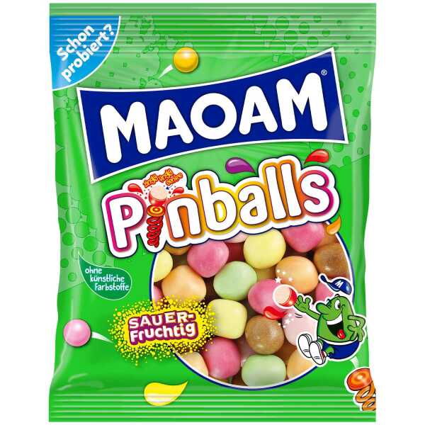 Maoam Pinballs 200g Kaubonbon Dragees sauer-fruchtige Füllung