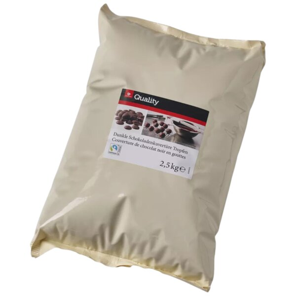 TGQ Dunkle Schokoladenkuvertüre Tropfen 2,5 kg – Backschokolade