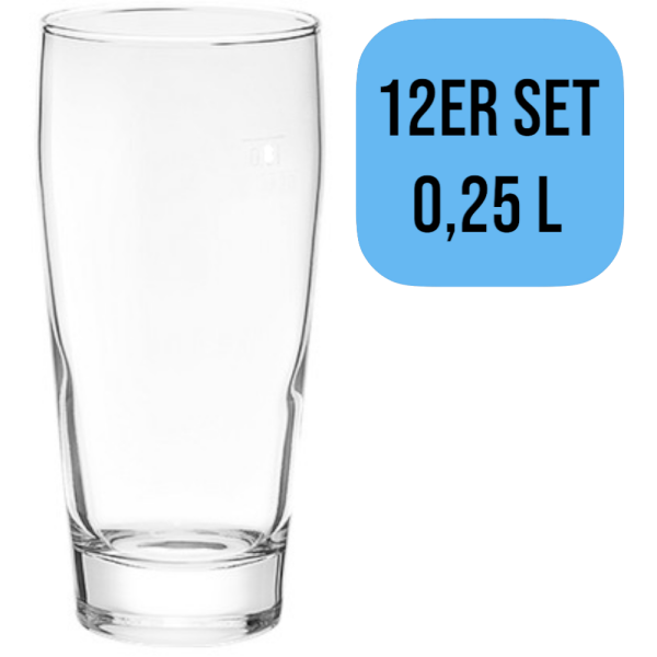 12x Van Well Glas 0,25 l Willybecher Gläser Geeicht Pils Longdrink Bier Gastro