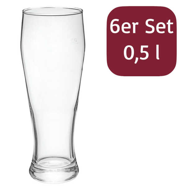 6x Weizenbierglas BAVARIA 0,5 l Eichstrich Glas Bier Gastronomie Oktoberfest