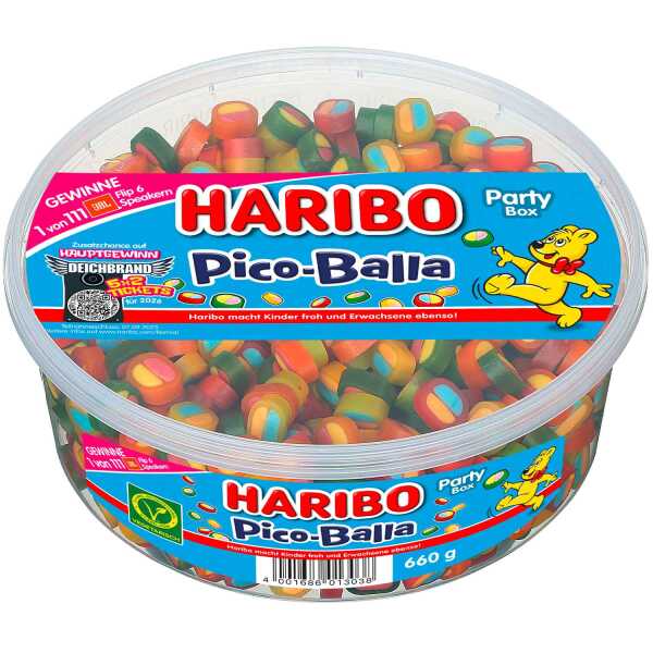Haribo Pico-Balla vegetarisch 660 g Dose Fruchtgummi Konfekt Balla