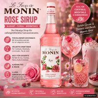 MONIN Rose Sirup 1 L – Rosensirup für Cocktails, Limonaden & Desserts