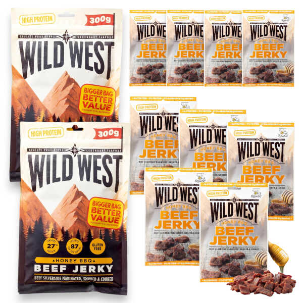 Wild West Beef Jerky 1kg Set Honey BBQ Rindfleisch Snacks Paket Trockenfleisch