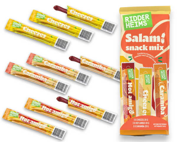 Ridderheims Sticks Salami Snack Mix 3 Sorten je 3x 20 g Minis Cheezez Hot Amigos Caramba 180 g Probierpaket