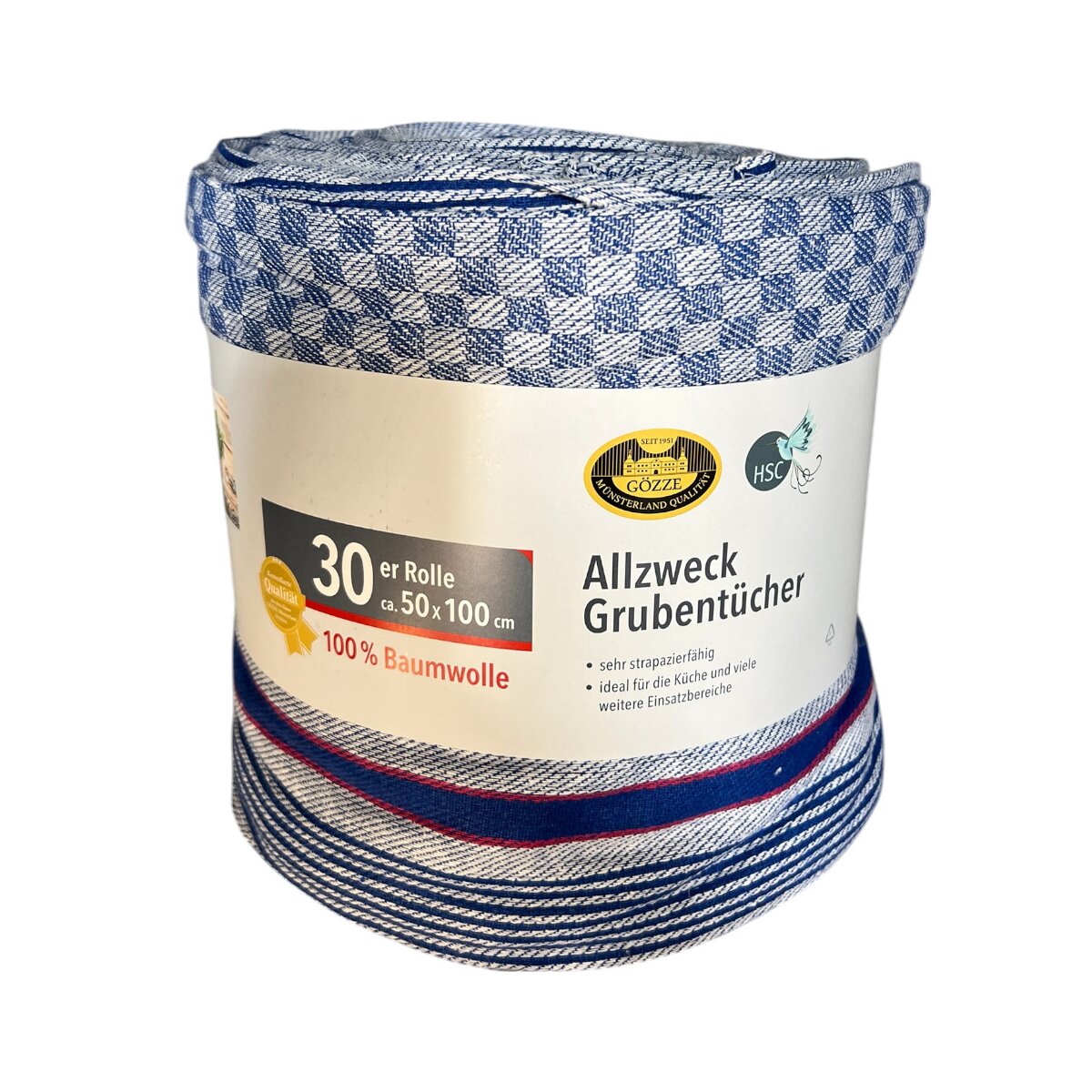 Grubentücher Blau – 30er Rolle 50×100 cm – 100 % Baumwolle, kochfest , 39,99 €