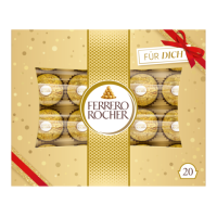 Ferrero Rocher 20er Geschenkpackung Knuspriger Haselnuss-Genuss in Goldfolie