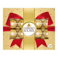 Ferrero Rocher 20er Geschenkpackung Knuspriger Haselnuss-Genuss in Goldfolie