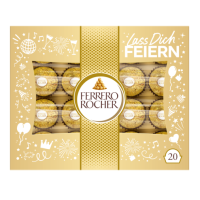 Ferrero Rocher 20er Geschenkpackung Knuspriger Haselnuss-Genuss in Goldfolie