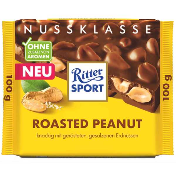 Ritter Sport Roasted Peanut vegan 100 g Mandel‑Schokolade gerösteten, gesalzenen Erdnüssen