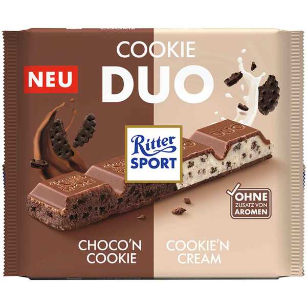 Ritter Sport Cookie Duo 218 g Vollmilchschokolade mit Kakaocreme und Magermilchcreme